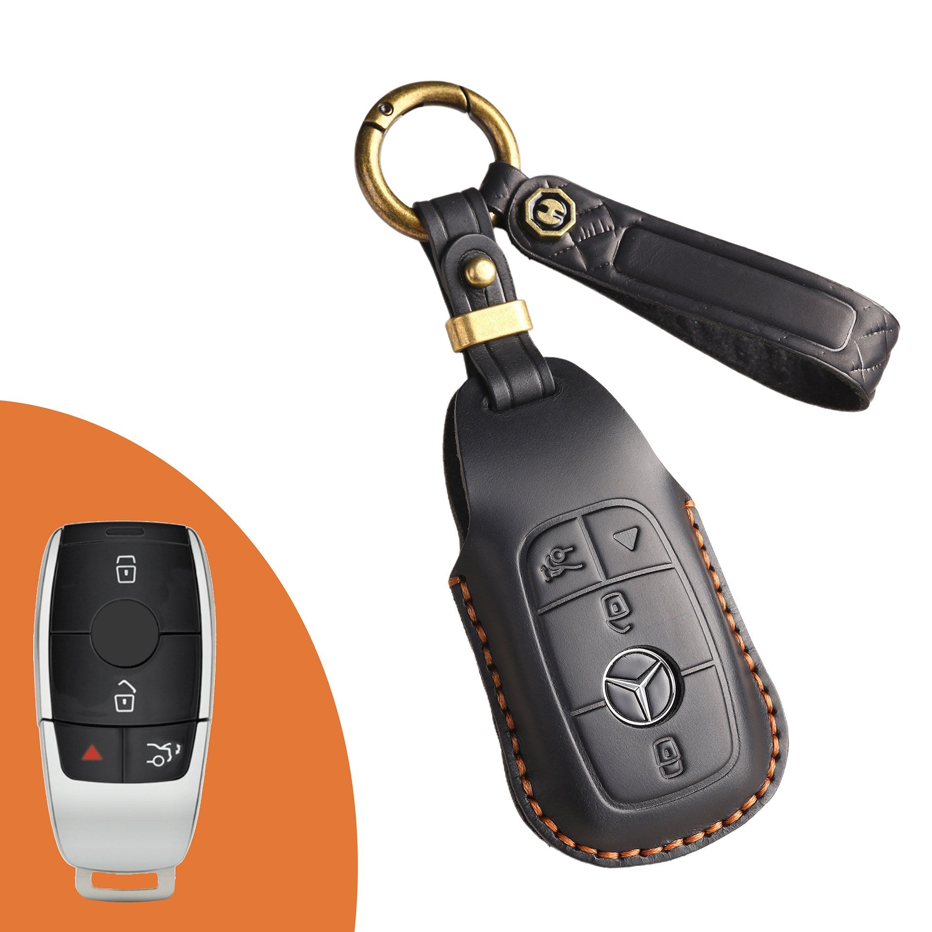 Top Grain Leather Mercedes Key Case